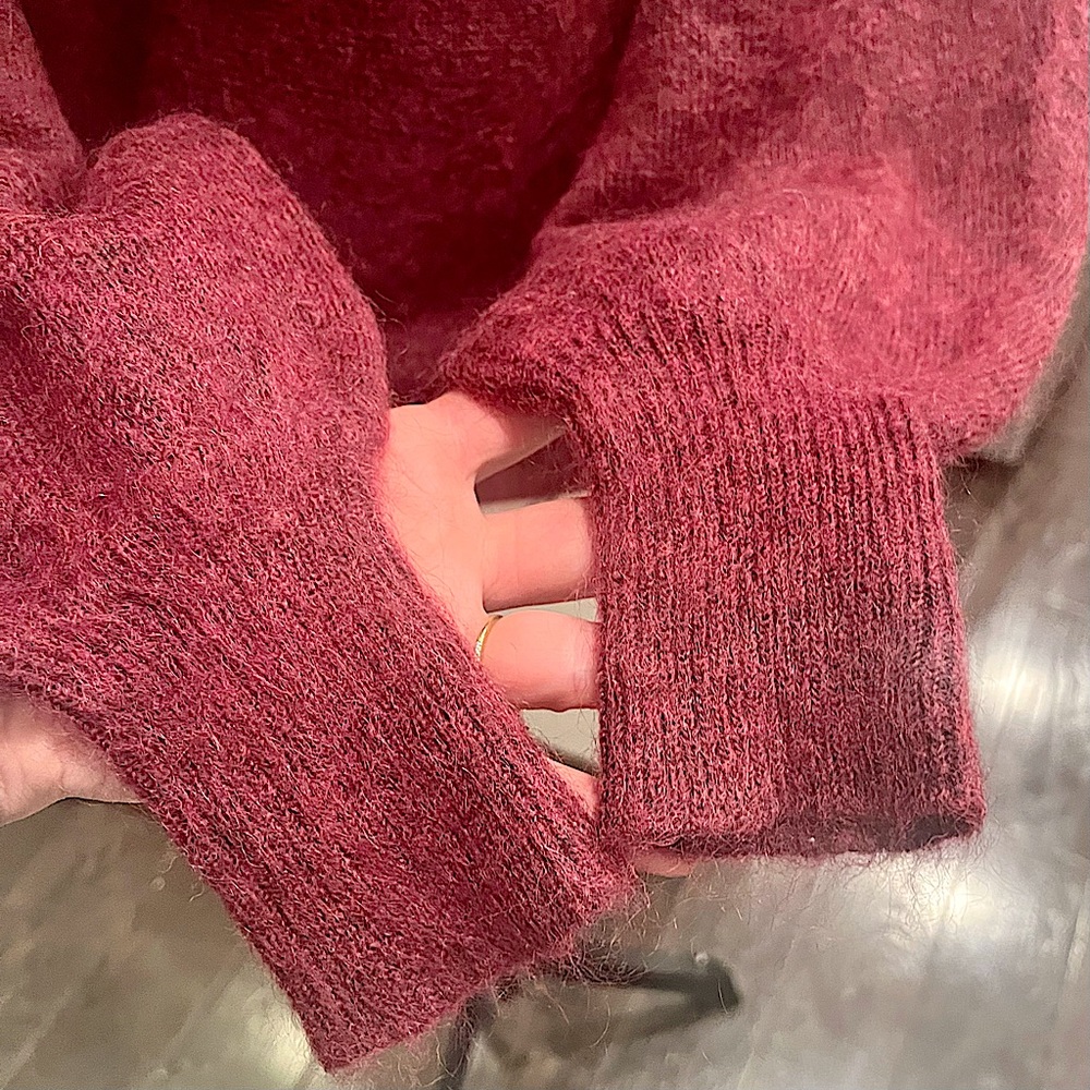 7 For All Mankind Mohair Wool Blend Balloon Sleeve Mock Neck Pullover Sw… - Picture 8 of 16
